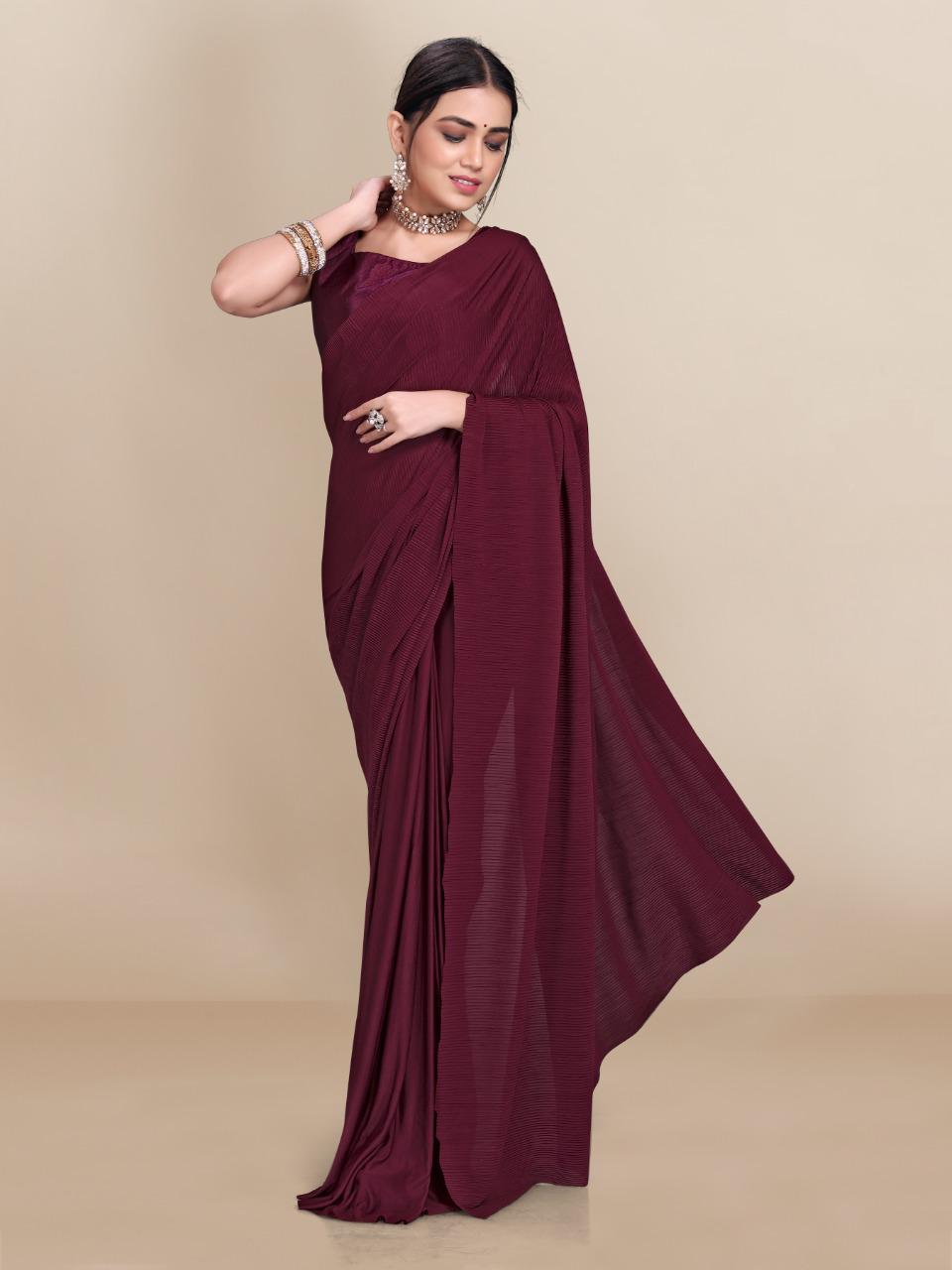 vivera international Clovia2 Saree Soft Knitted lycra regal look saree catalog