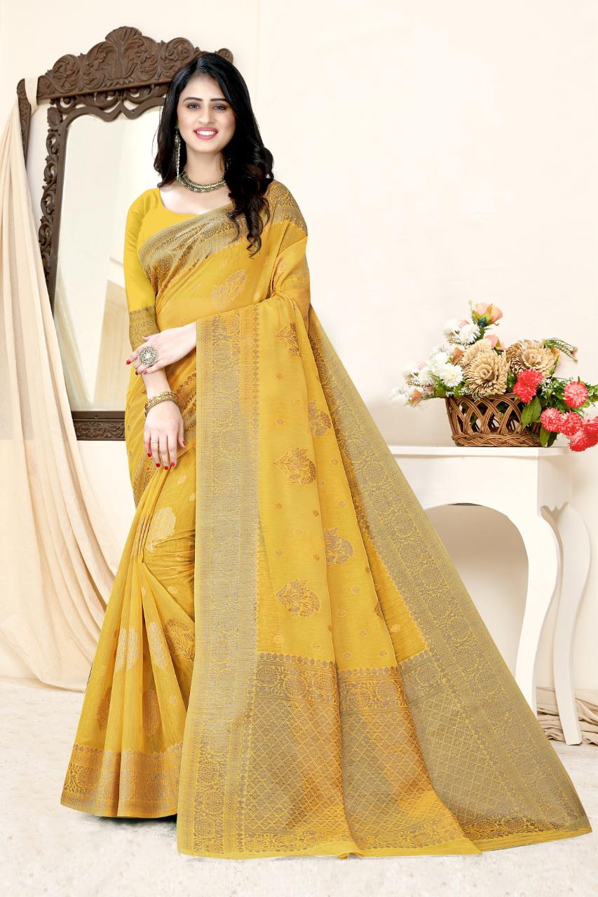 vivera international Princess 3 Sarees Chanderi cotton catchy look saree catalog