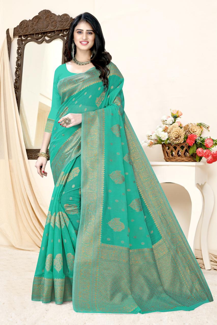 vivera international Princess 3 Sarees Chanderi cotton catchy look saree catalog