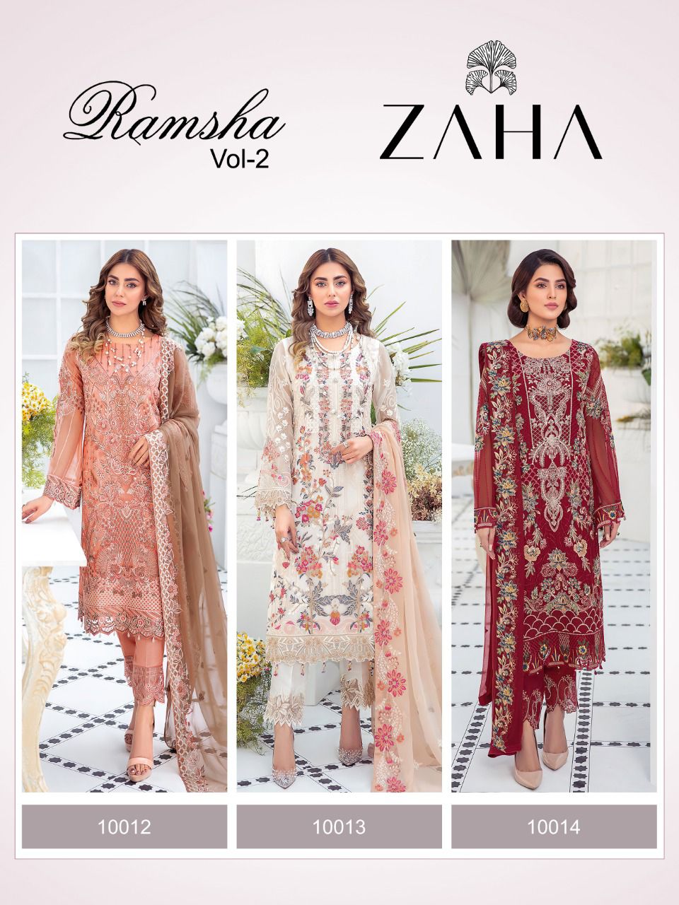 zaha ramsha vol 2 georgette regal look salwar suit catalog