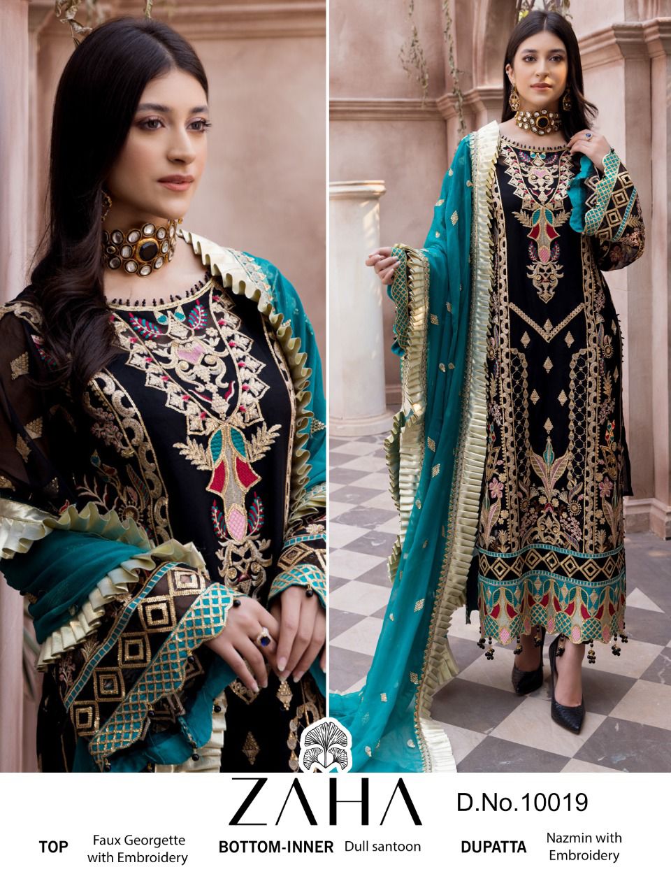 zaha zaha 10019 georgette astonishing salwar suit single