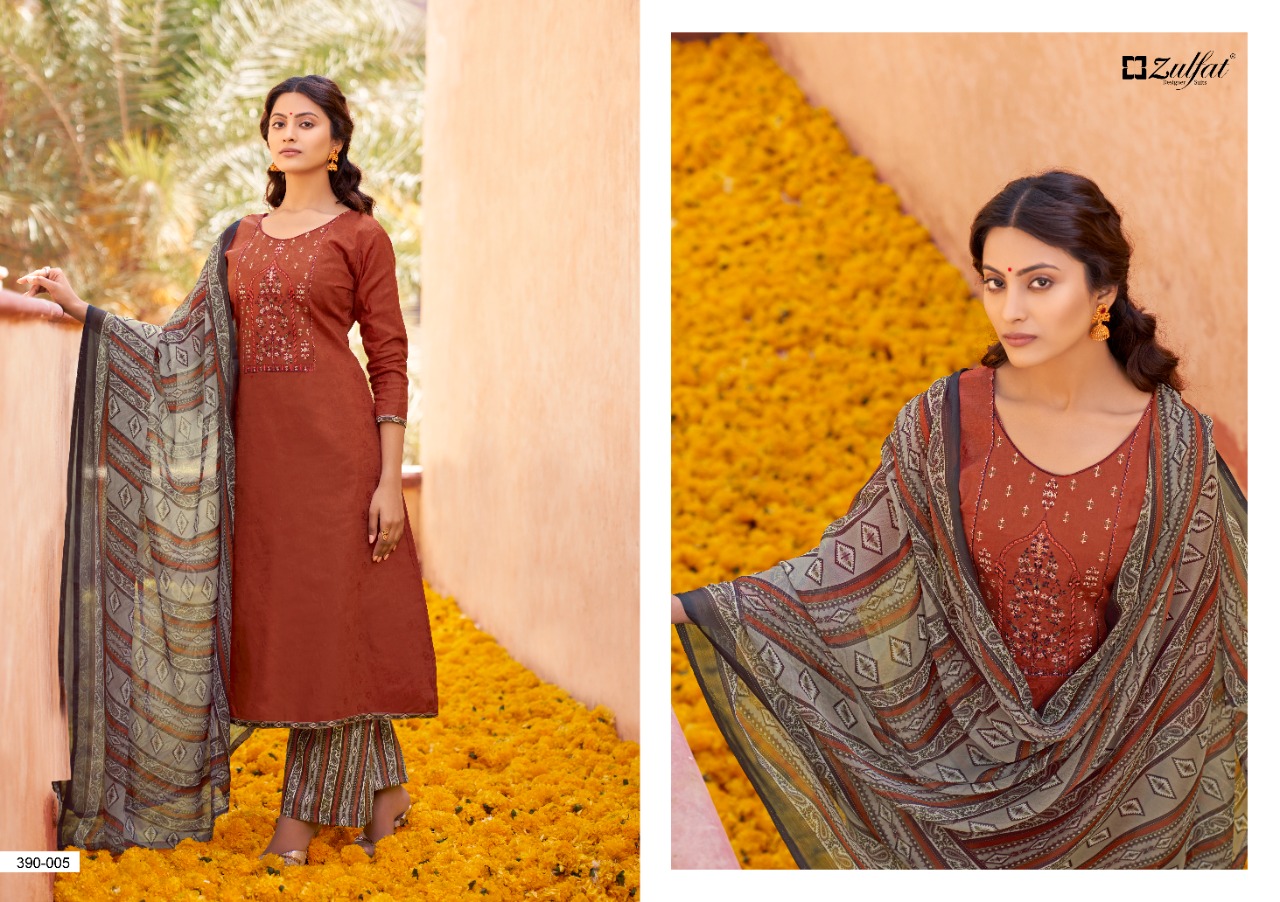 zulfat designer suit parineeta pure jam Jaquard elegant print salwar suit catalog