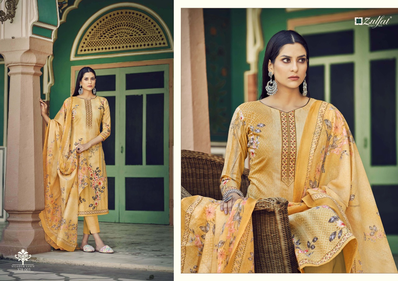 zulfat designer suit wonder lawn cotton authentic fabric salwar suit catlog