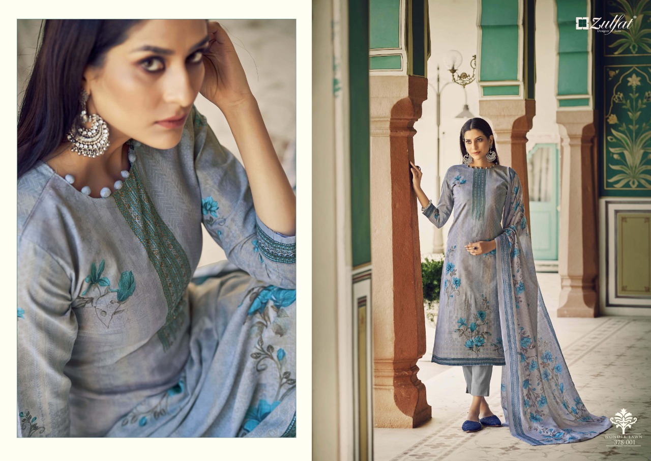 zulfat designer suit wonder lawn cotton authentic fabric salwar suit catlog