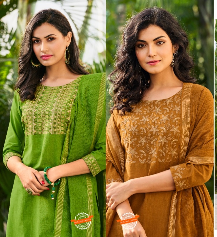 100 miles amruta cotton astonishing top with pant and dupatta catalog