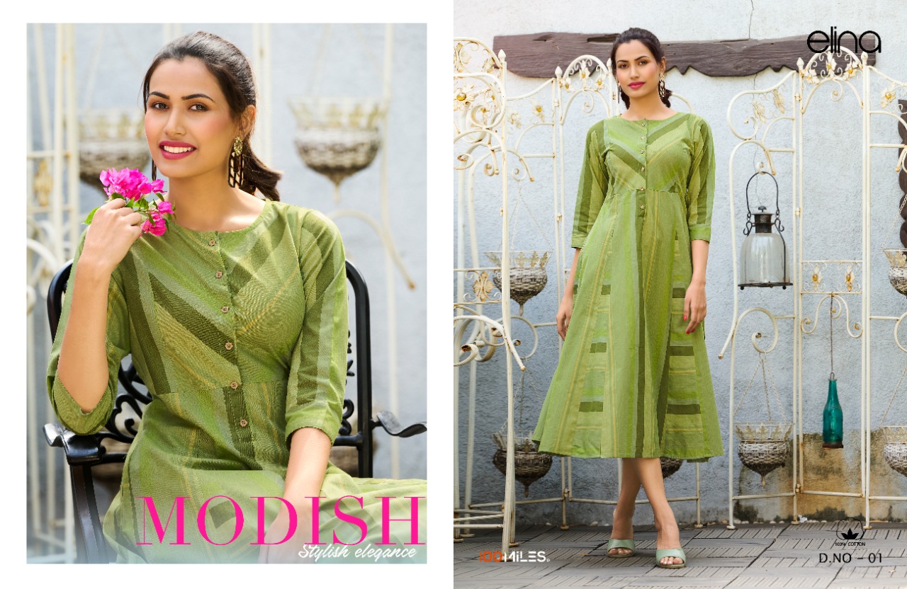 100 miles elina cotton gorgeous look kurti catalog