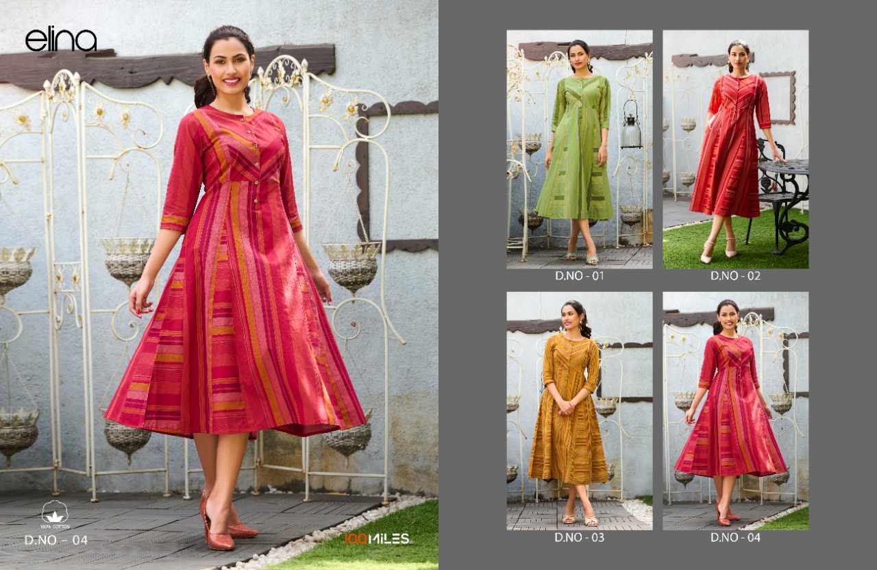 100 miles elina cotton gorgeous look kurti catalog