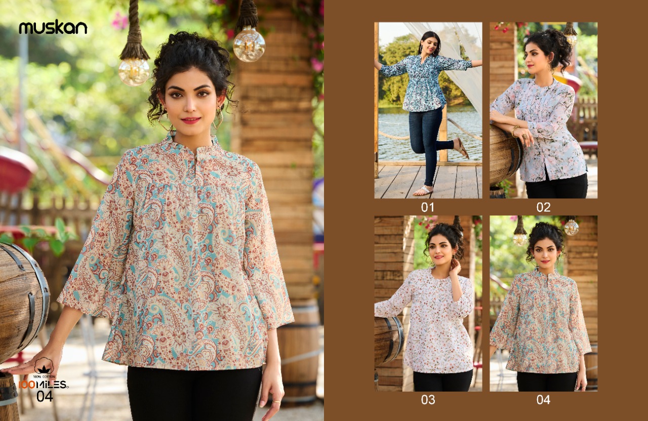 100 miles muskan georgette  exclusive print top catalog