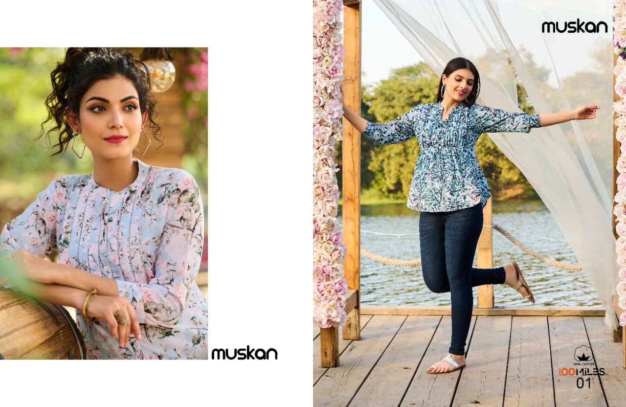 100 miles muskan georgette  exclusive print top catalog