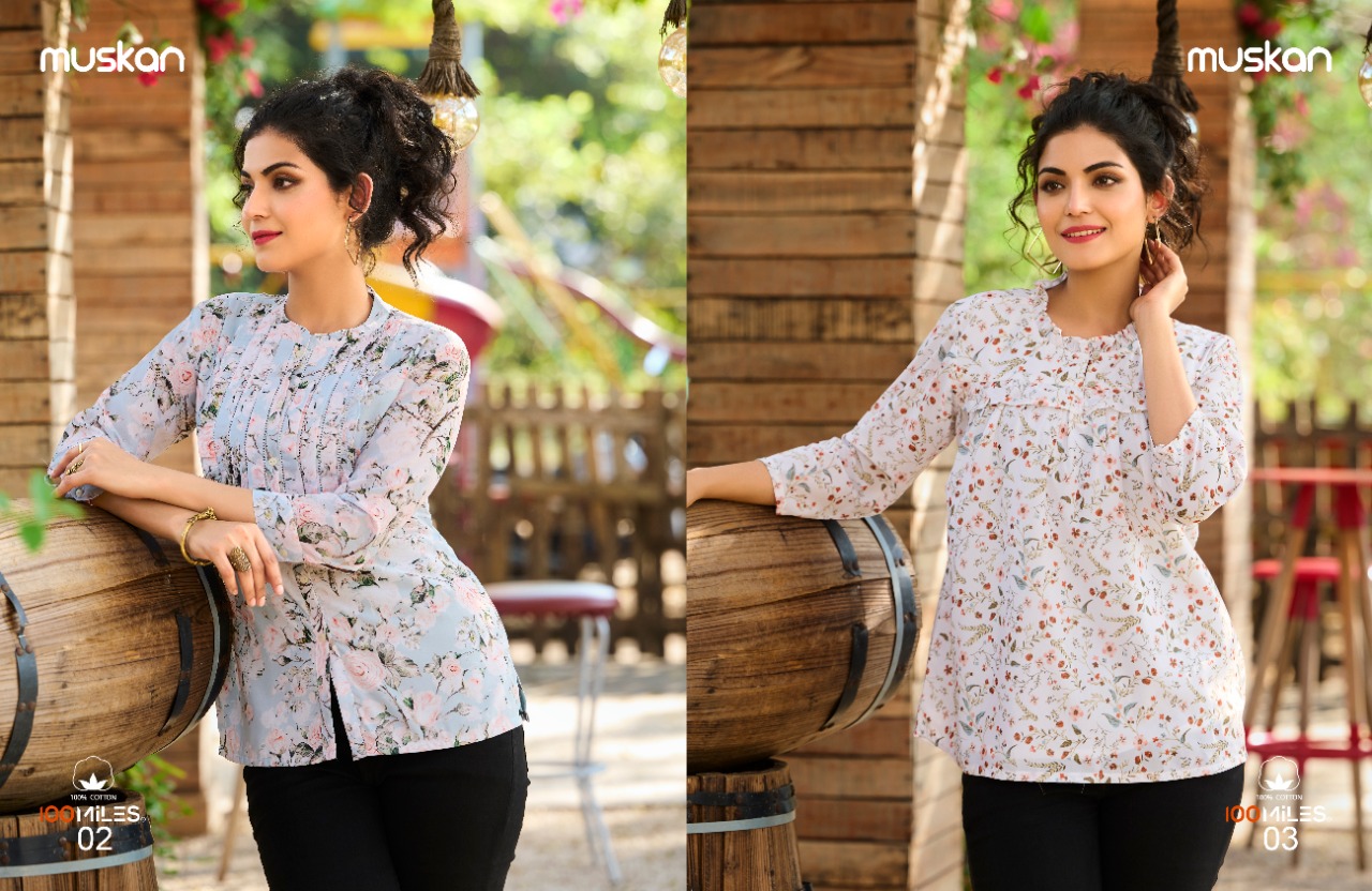 100 miles muskan georgette  exclusive print top catalog