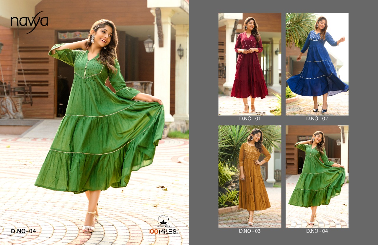 100 miles navya cotton elegant long kurti catalog