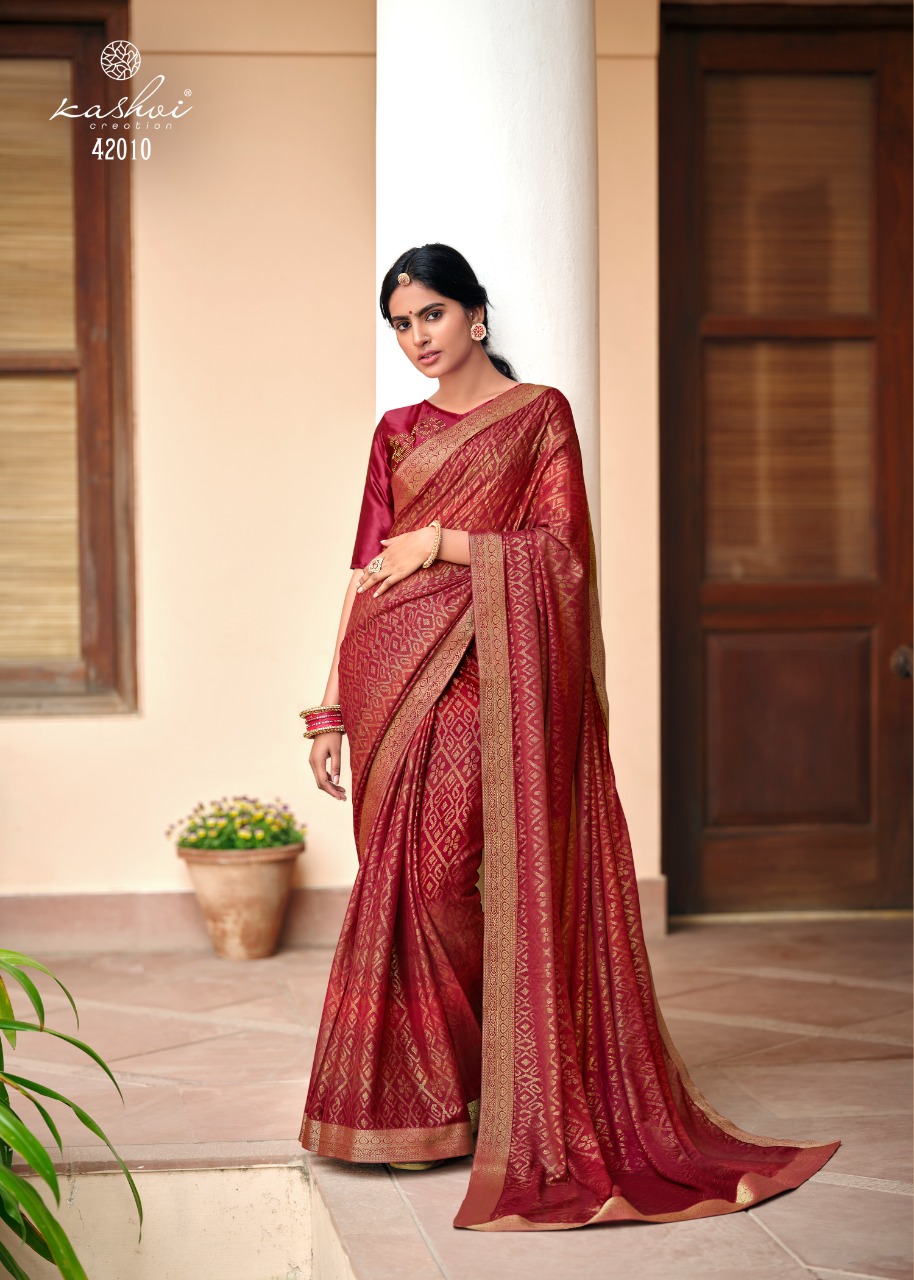 lt saree kashvi creation nandika Rubby silk graceful print saree catalog