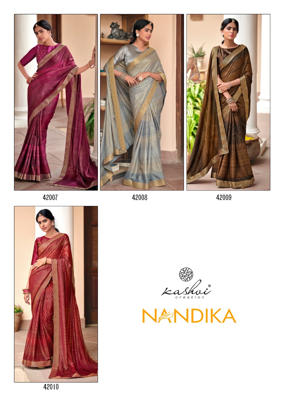 lt saree kashvi creation nandika Rubby silk graceful print saree catalog