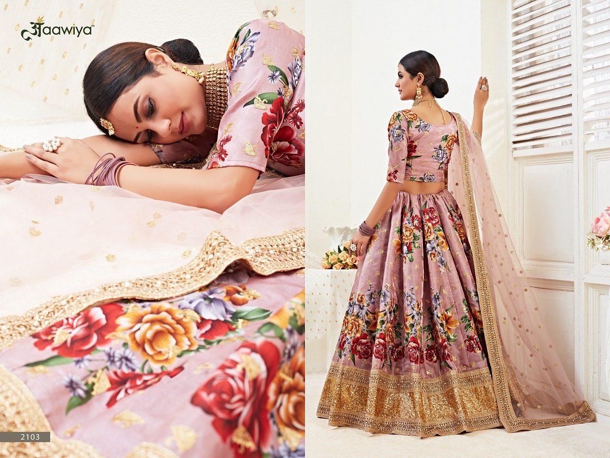 aawiya offical hiranyam vol 1 satin silk regal look lehngha choli with dupatta catalog