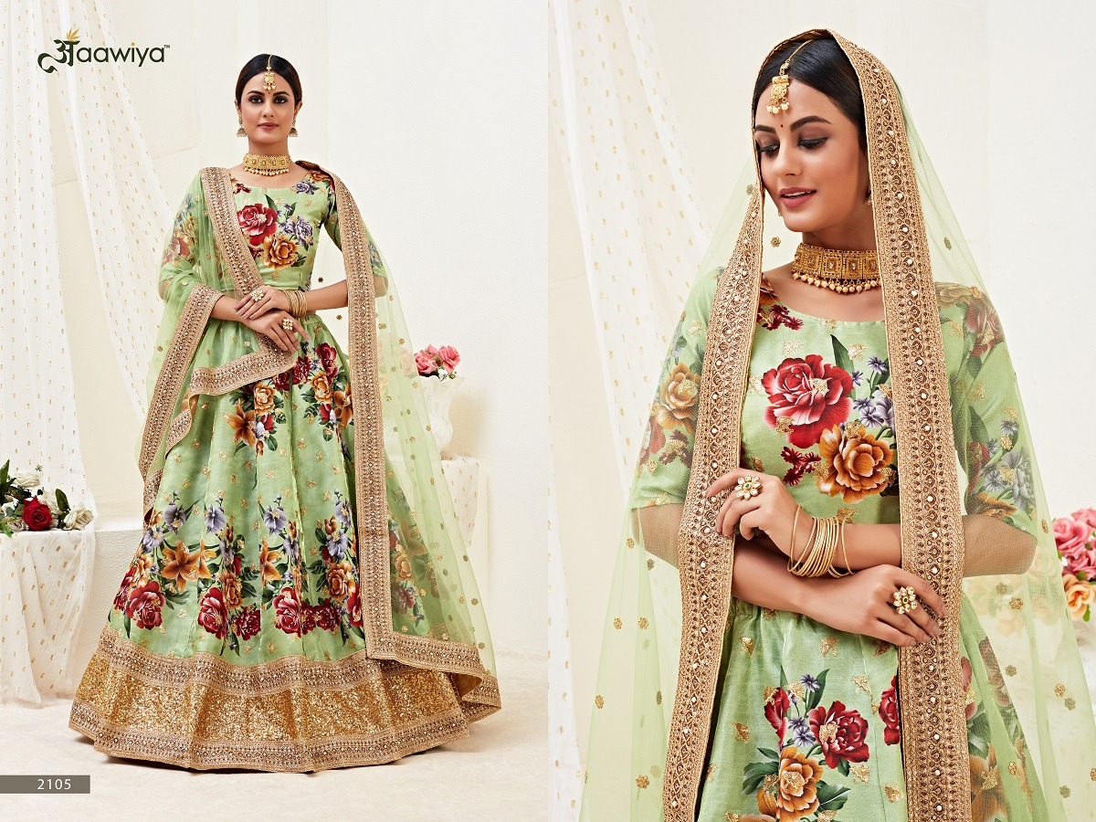 aawiya offical hiranyam vol 1 satin silk regal look lehngha choli with dupatta catalog