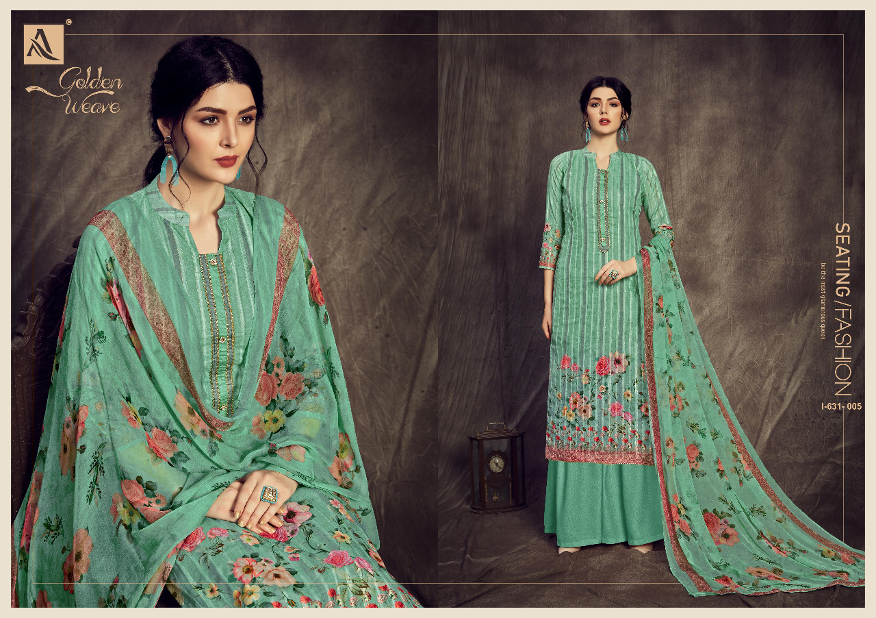 alok suit golden weave cotton zari exclusive print salwar suit catalog