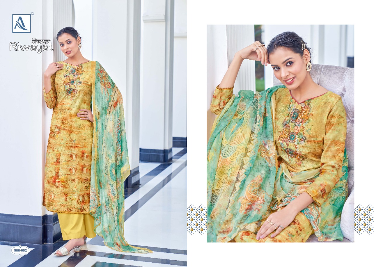 alok suit riwayat maslin exclusive print salwar suit catalog