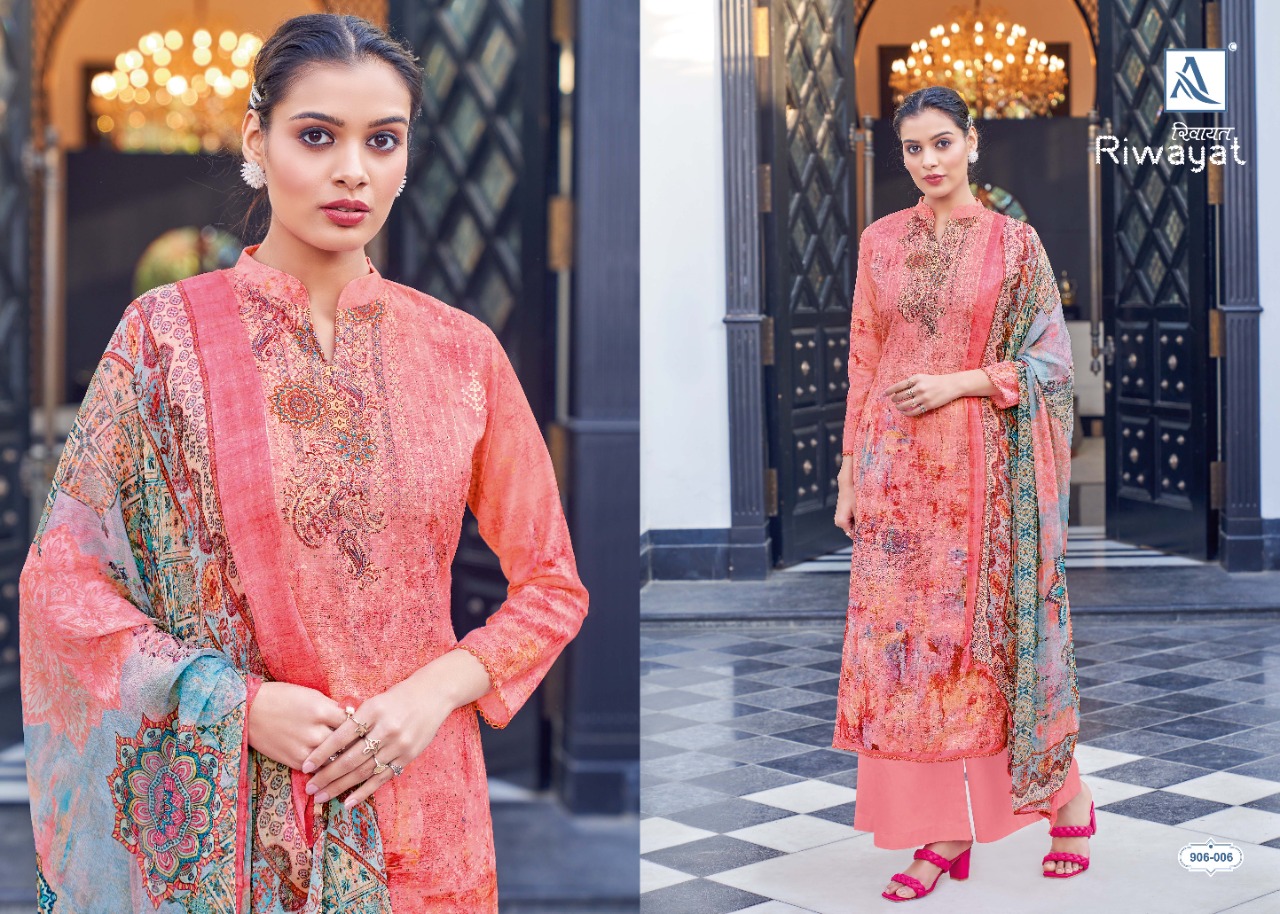 alok suit riwayat maslin exclusive print salwar suit catalog