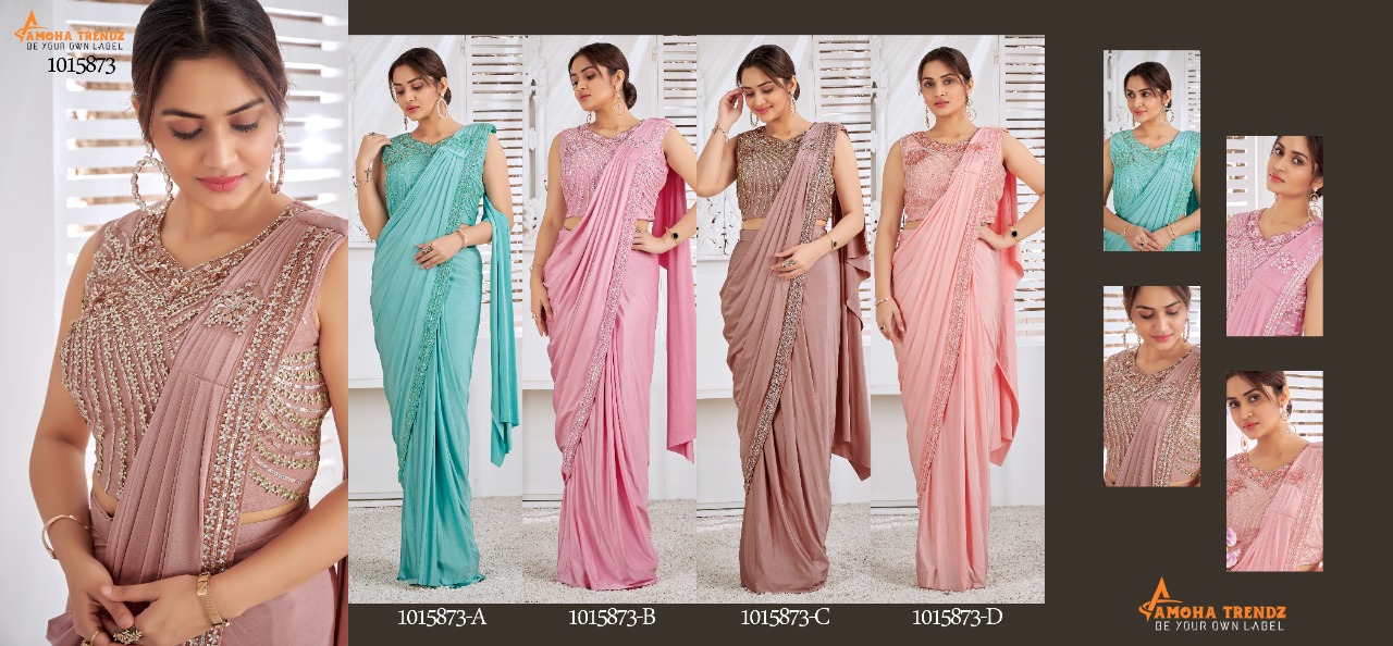 amoha trendz Design No 1015873 Imported Lycra gorgeous look saree catalog