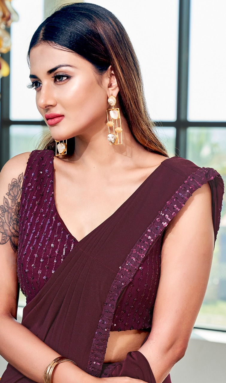 amoha trendz Design No 101834 Imported Lycra gorgeous look saree catalog