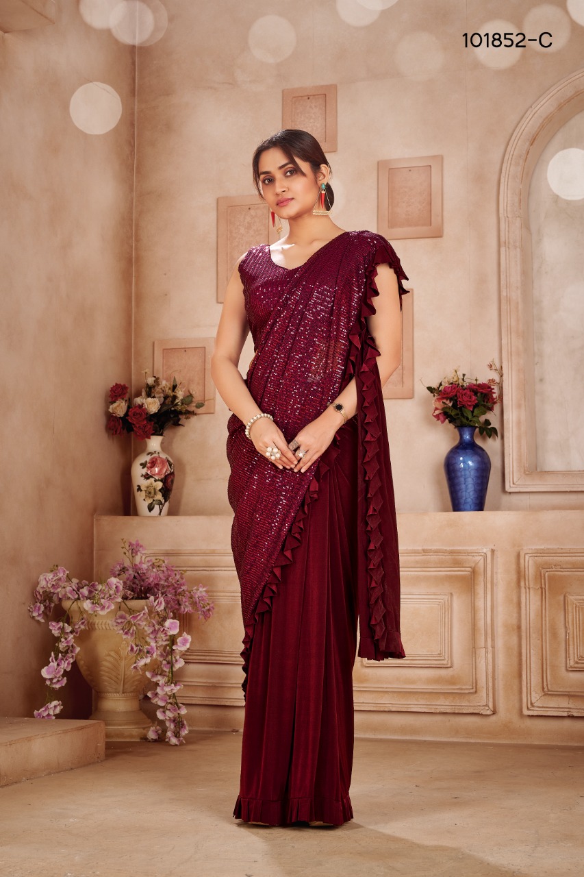 amoha trendz Design No 101852 Zara Sequin elegant saree catalog