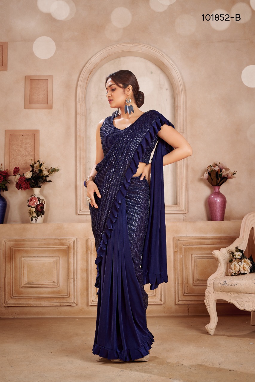 amoha trendz Design No 101852 Zara Sequin elegant saree catalog