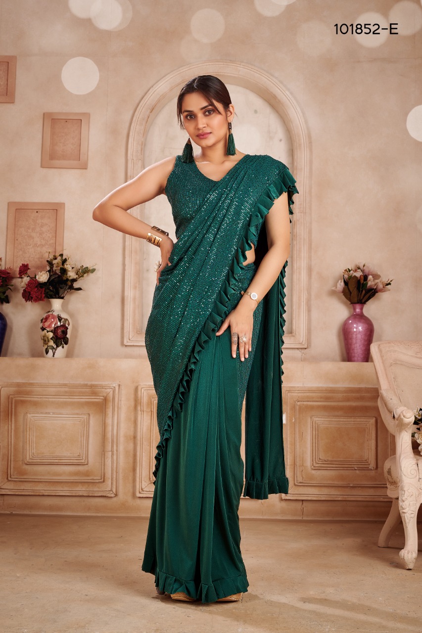 amoha trendz Design No 101852 Zara Sequin elegant saree catalog