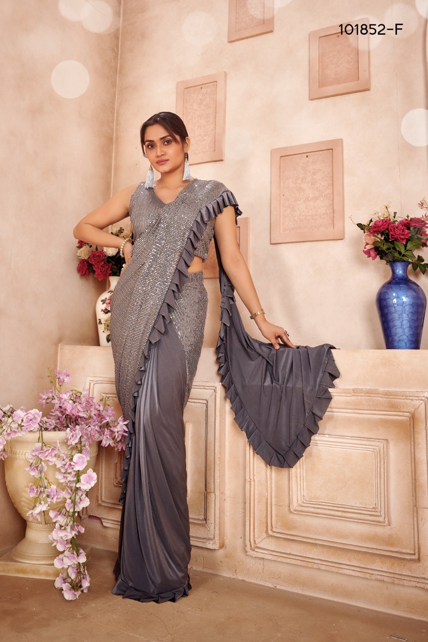 amoha trendz Design No 101852 Zara Sequin elegant saree catalog