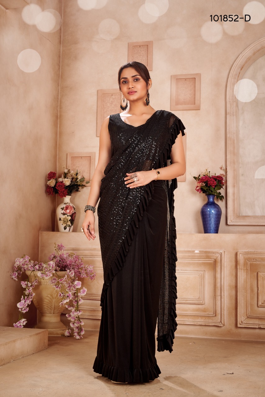 amoha trendz Design No 101852 Zara Sequin elegant saree catalog