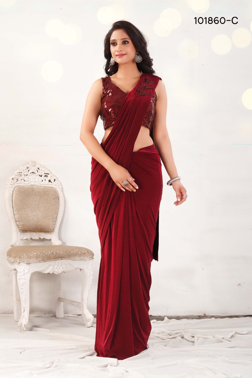 amoha trendz Design No 101860 Imported Lycra new and modern style saree catalog