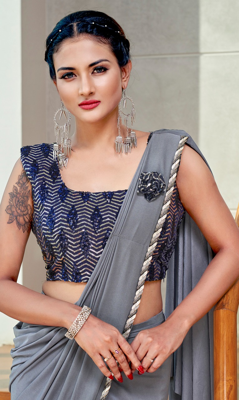 amoha trendz Design No 10207 Imported Lycra new and modern style saree catalog