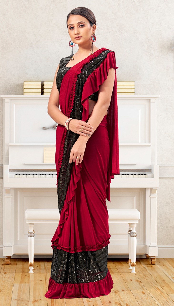 amoha trendz Design No 10418 Imported Lycra regal look saree catalog