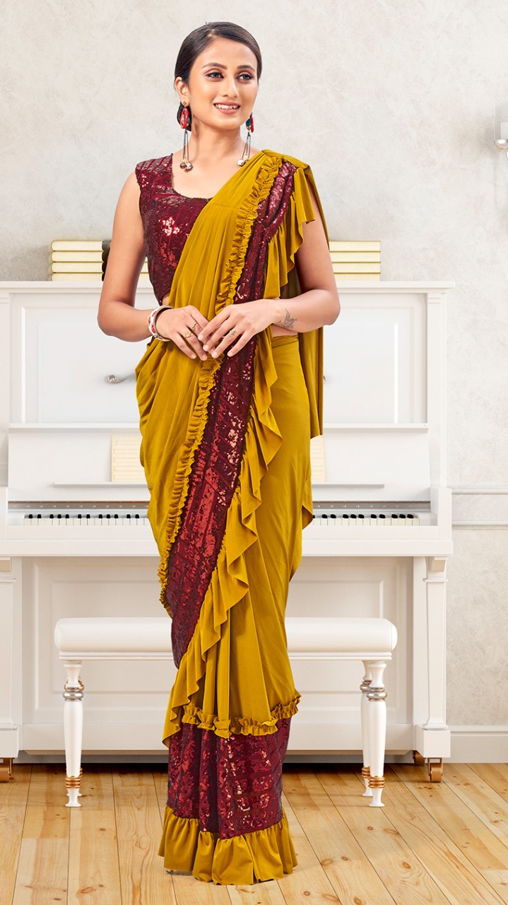 amoha trendz Design No 10418 Imported Lycra regal look saree catalog