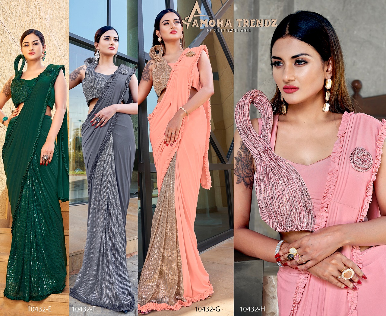 amoha trendz Design No 10432 Imported Lycra elegant saree catalog