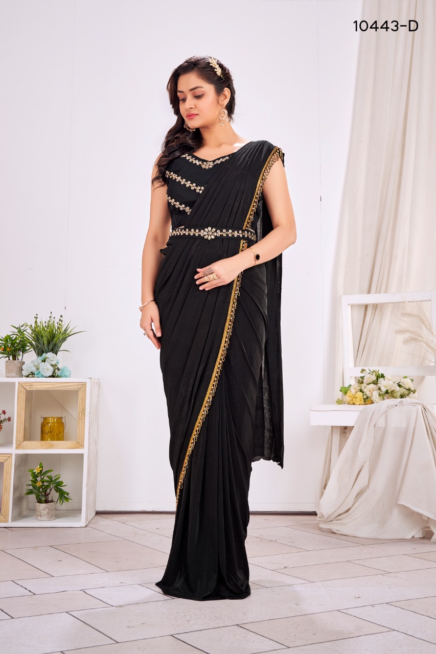 amoha trendz Design No 10443 Imported Lycra gorgeous look saree catalog