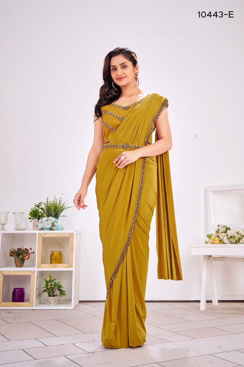 amoha trendz Design No 10443 Imported Lycra gorgeous look saree catalog