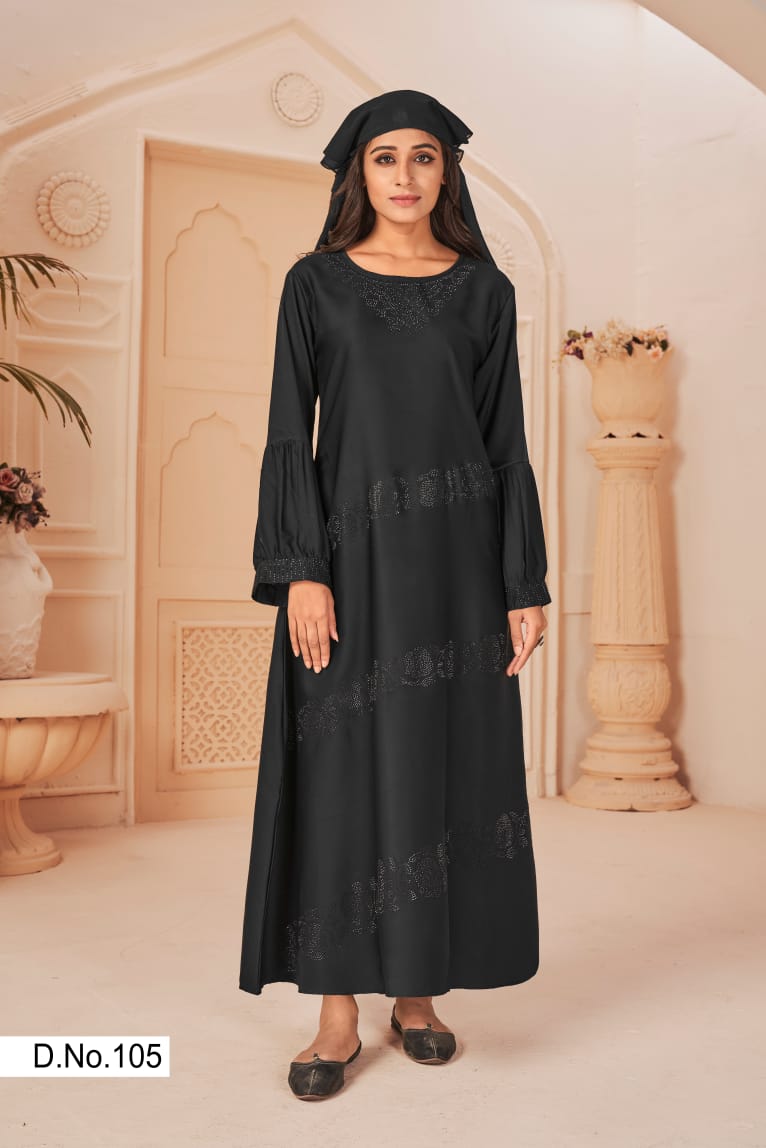 Banwery Fashion hijab Rassal Satin attrective look gown catalog