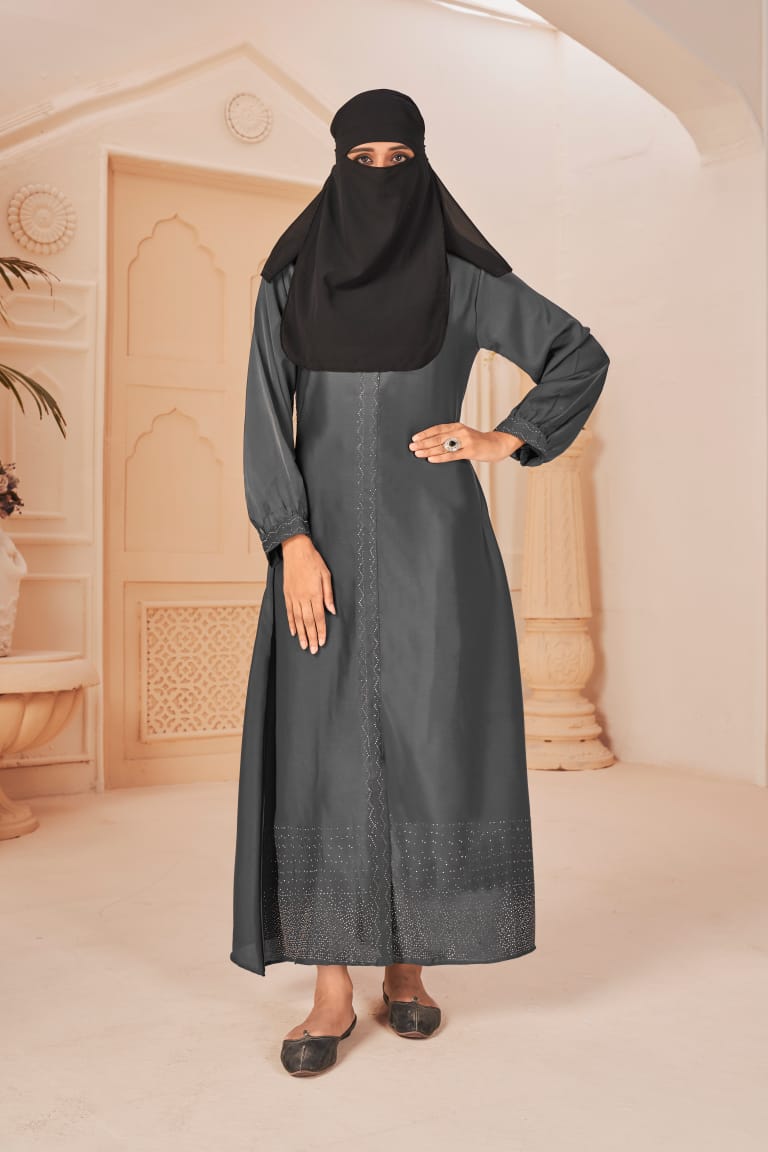 Banwery Fashion hijab Rassal Satin attrective look gown catalog