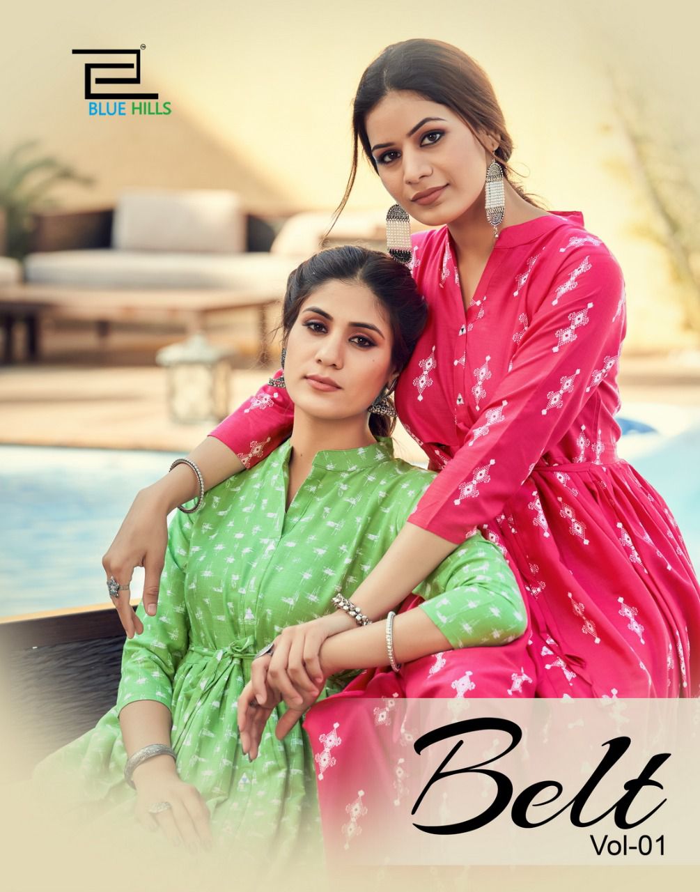 blue hills belt vol 1 rayon new and modern style long kurti catalog