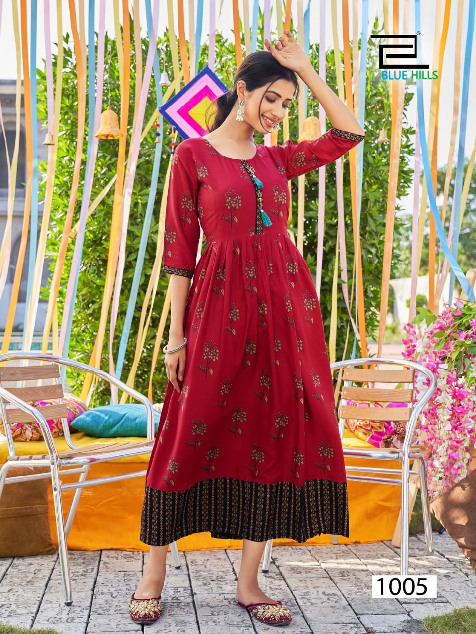 blue hills khawaab vol 3 rayon elegant long kurti catalog