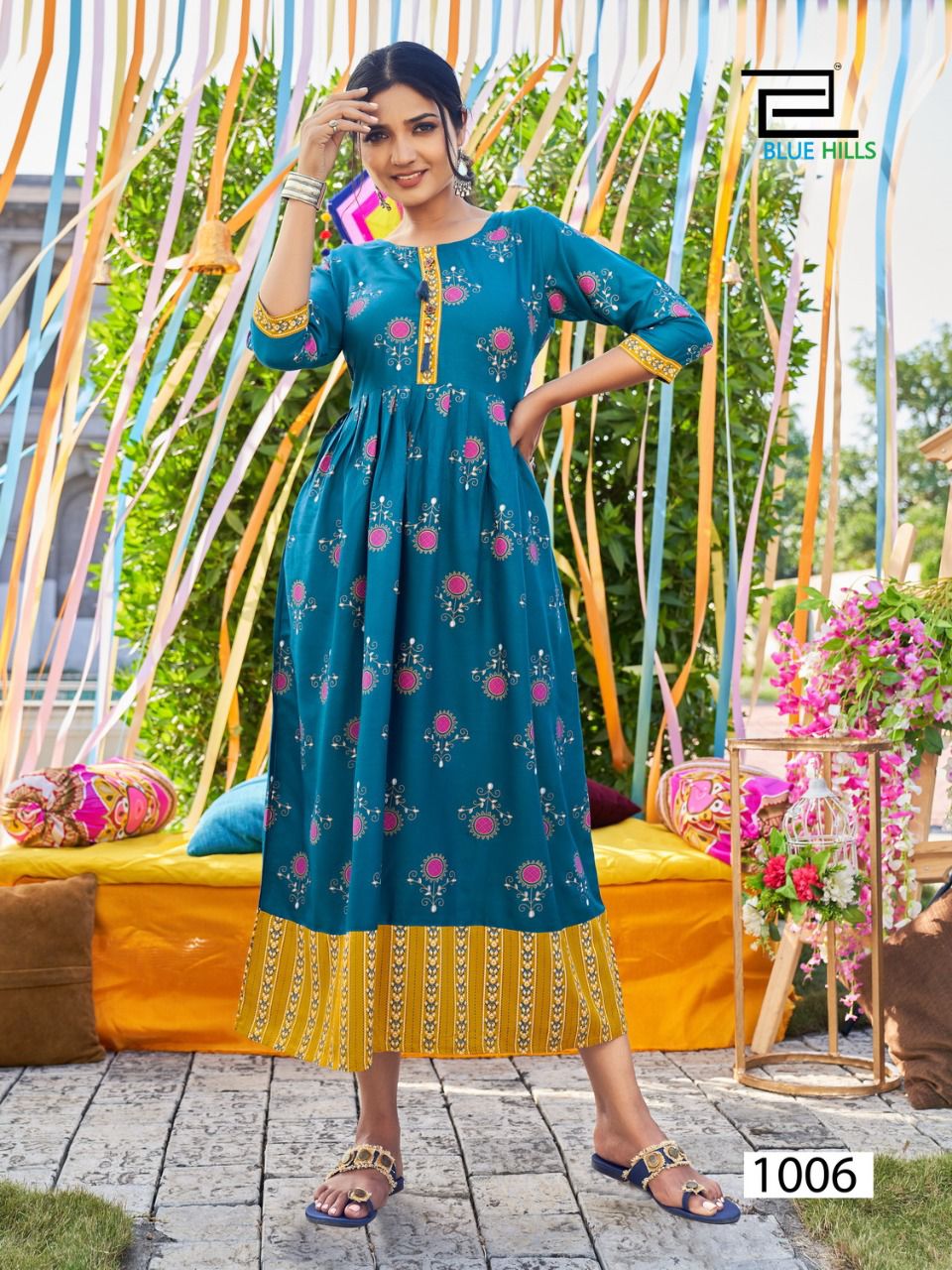 blue hills khawaab vol 3 rayon elegant long kurti catalog