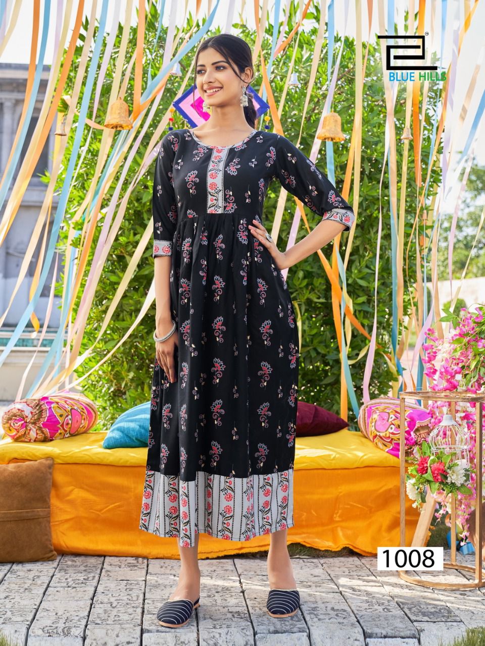 blue hills khawaab vol 3 rayon elegant long kurti catalog