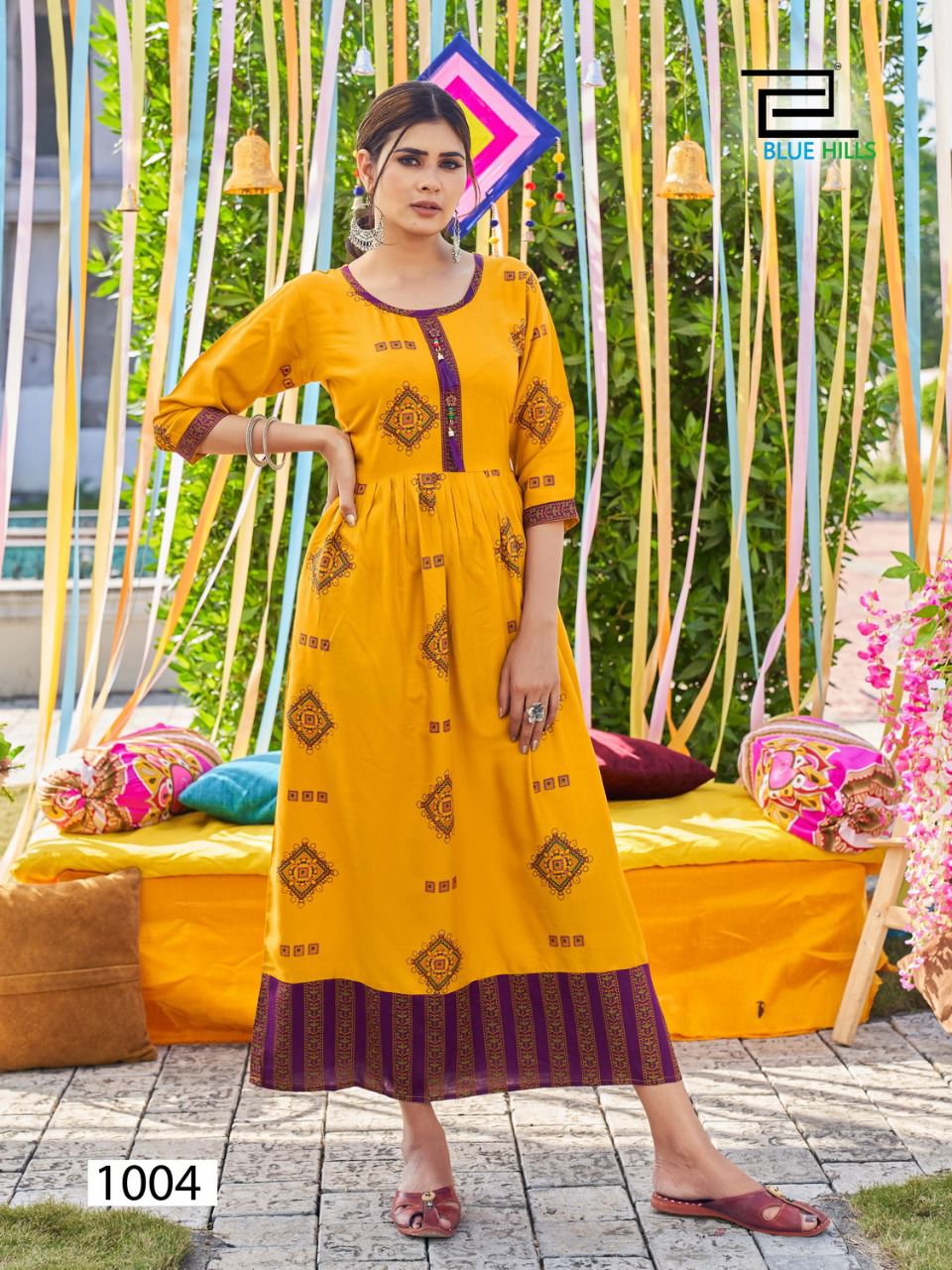 blue hills khawaab vol 3 rayon elegant long kurti catalog