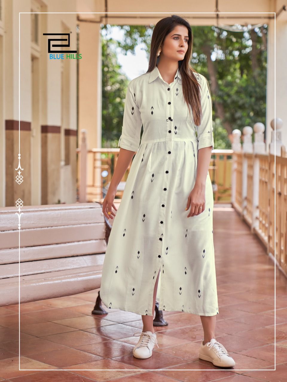 blue hills summer season rayon innovative style long kurti catalog