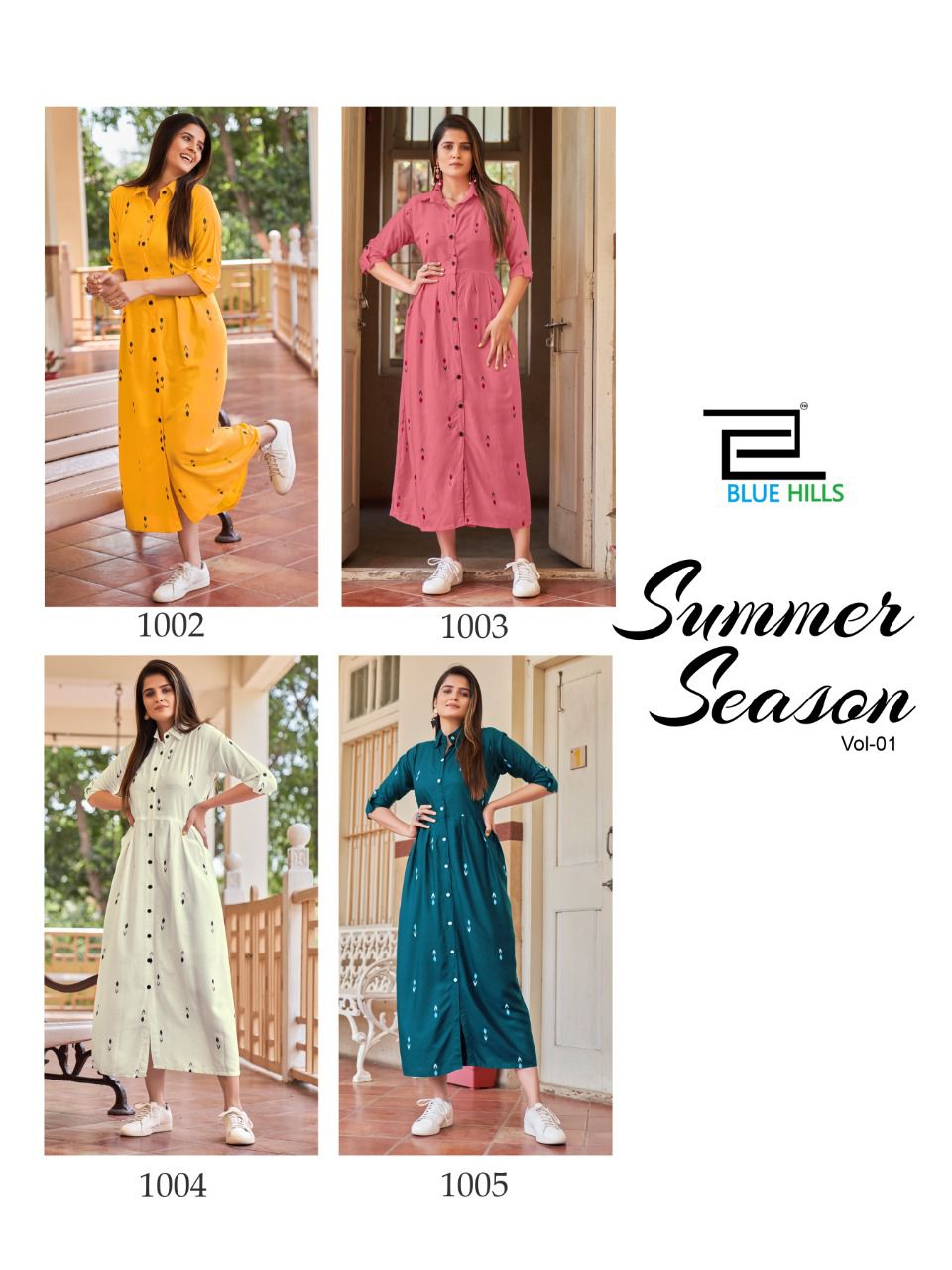 blue hills summer season rayon innovative style long kurti catalog