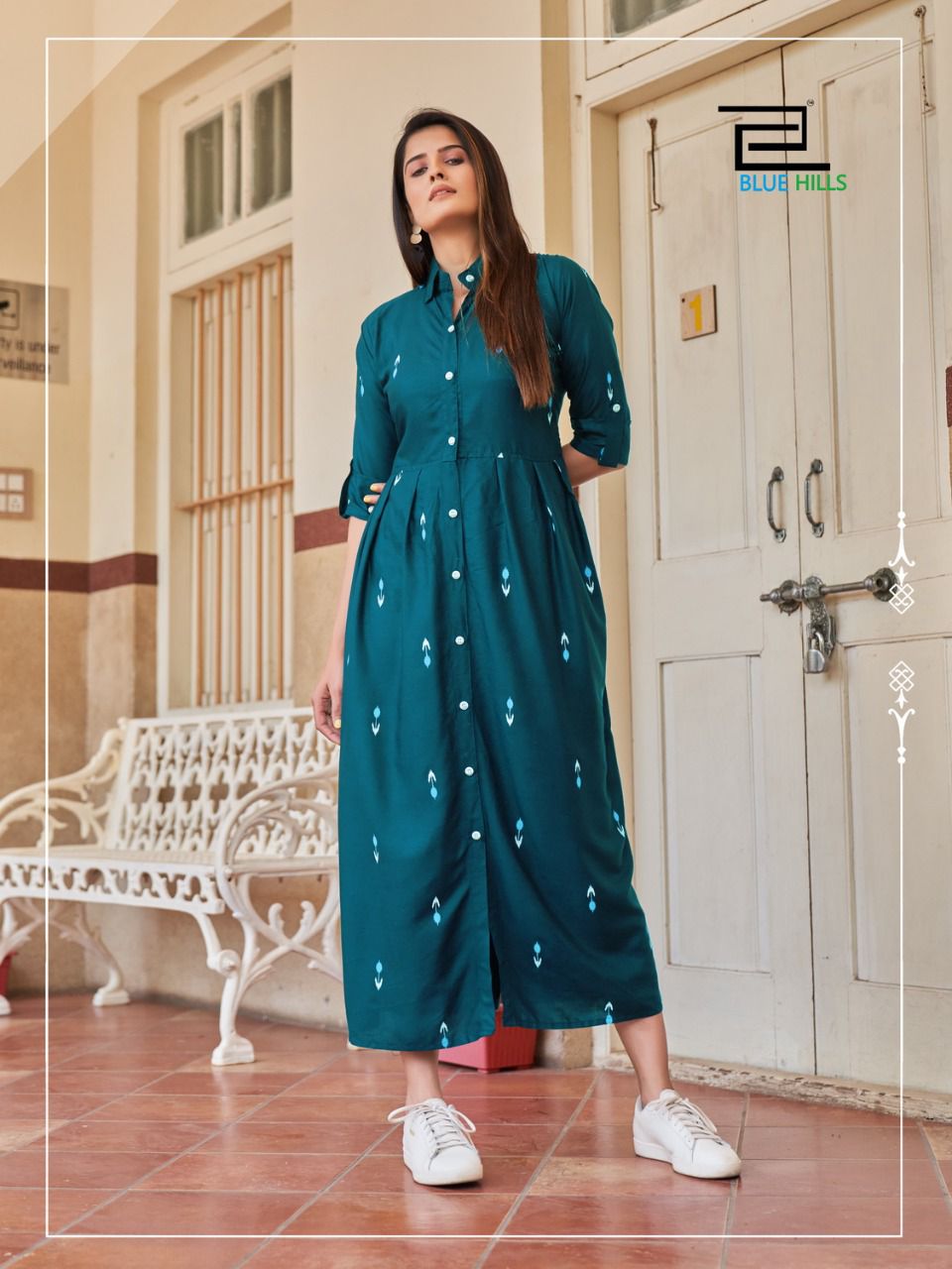 blue hills summer season rayon innovative style long kurti catalog