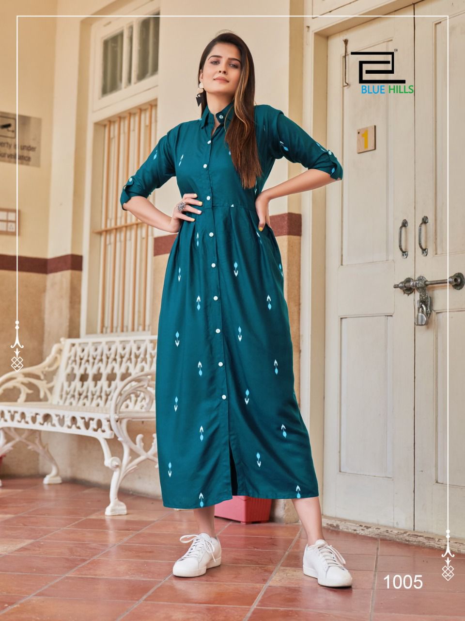 blue hills summer season rayon innovative style long kurti catalog