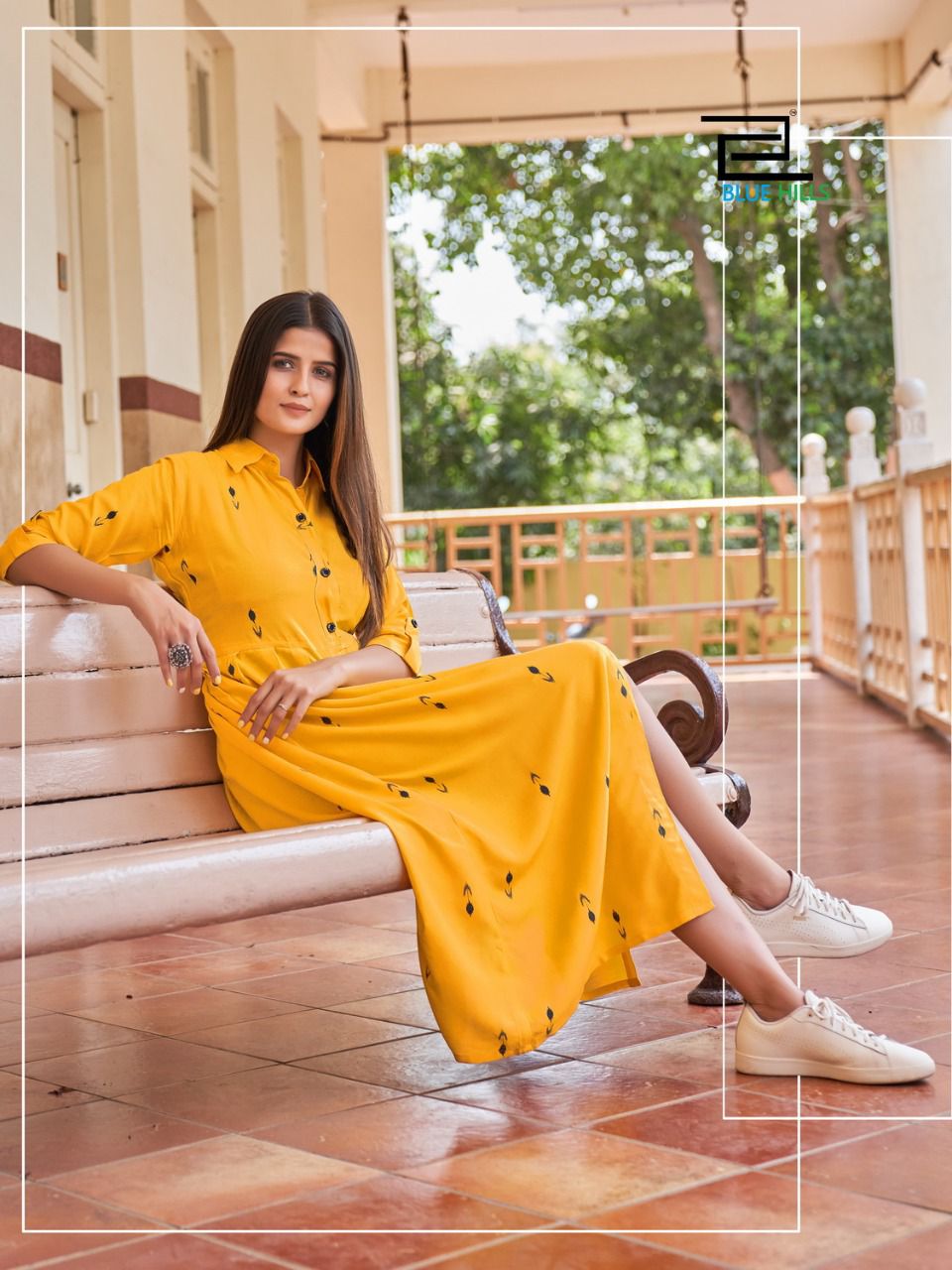 blue hills summer season rayon innovative style long kurti catalog