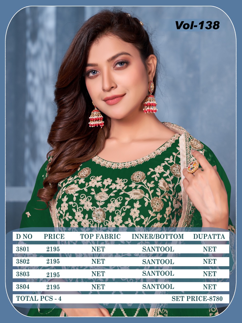 dani aanaya 3800 series vol 138 net heavy look salwar suit catalog