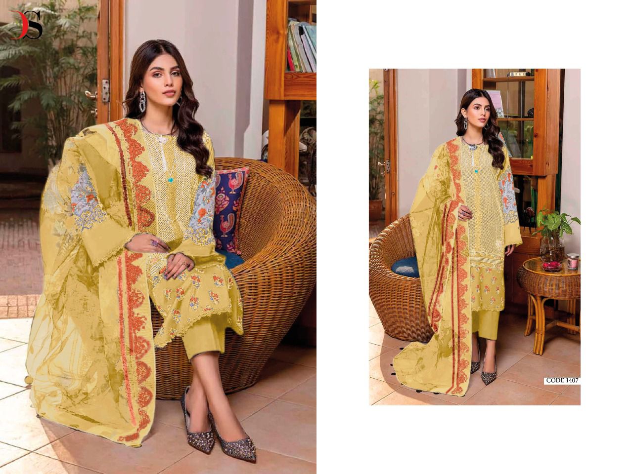 deepsy suit ainq 22 cotton attrective print salwar suit with chiffon dupatta catalog